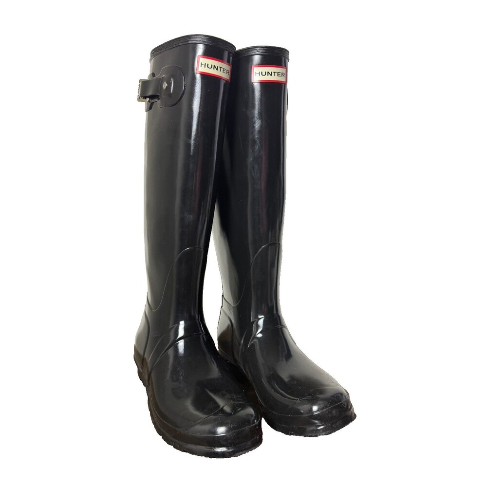 Hunter Original Tall Gloss Black Rain Boots Waterproof Women's Size 9